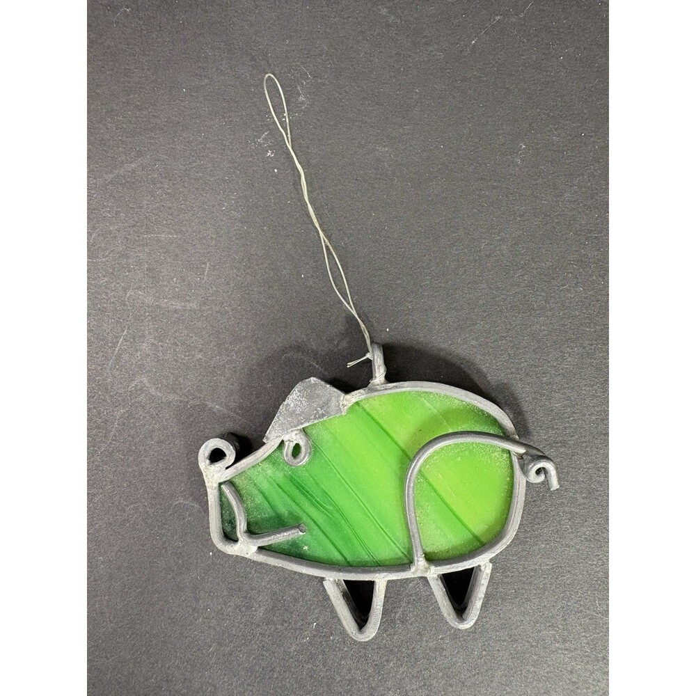 Pig Stained Glass Window Suncatcher Green 3â X 2.5â